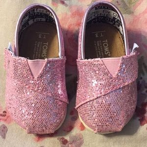 Pink Sparkly Baby Toms Size 3